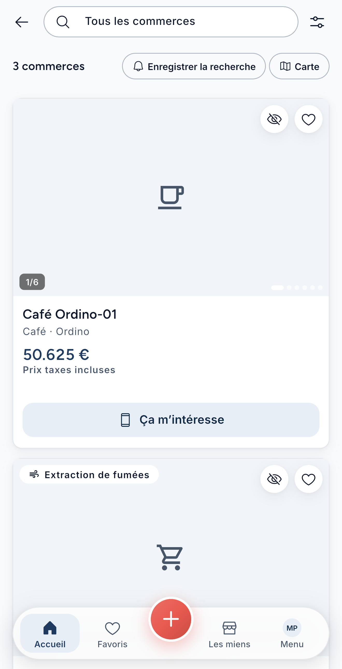Résultats avec nom de code, prix et surface