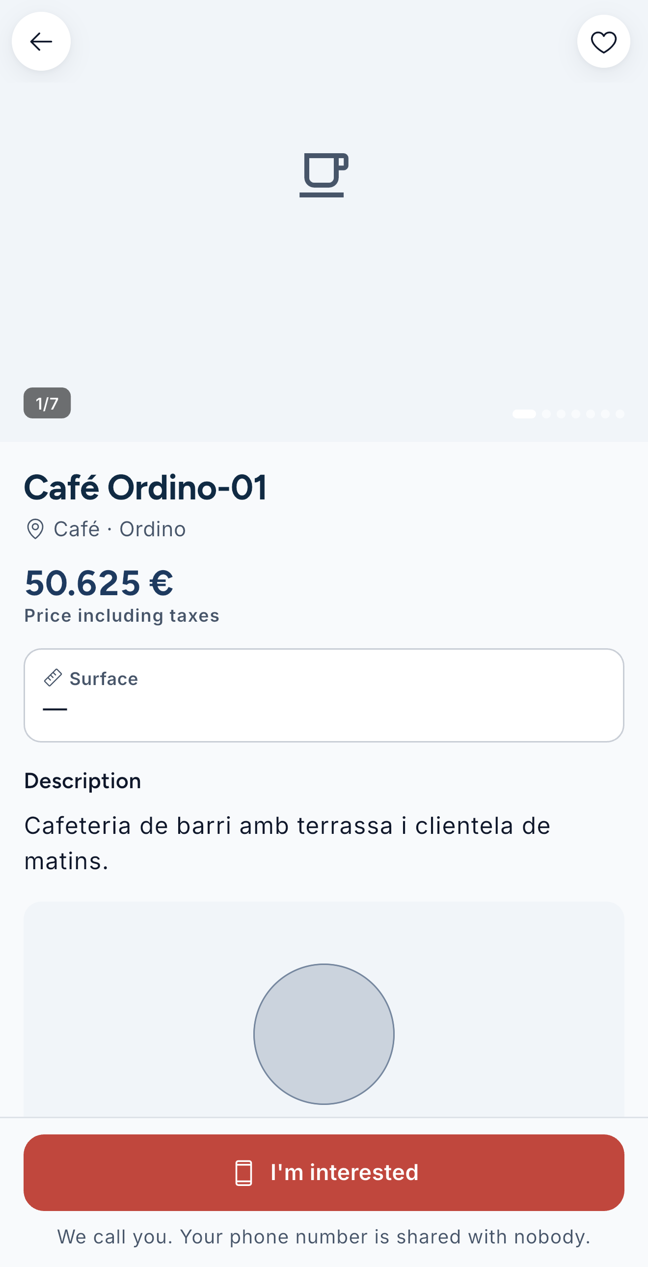 A business listing with its approximate location